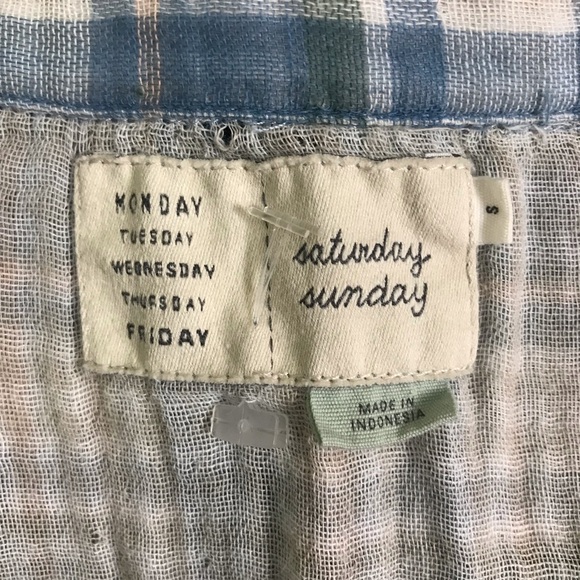 Saturday Sunday Anthropologie Grunge Blue Plaid Gauzy Shirt Dress Size S Boho - Picture 14 of 15